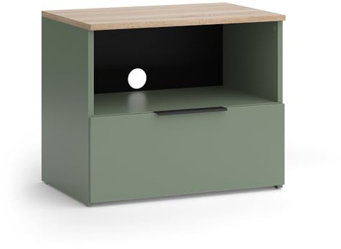 Vicco Mueble bajo para TV Wido, Verde, 60 x 50 cm con cajón, Apto para televisores de hasta 43 Pulgadas, con pasacables Integrado