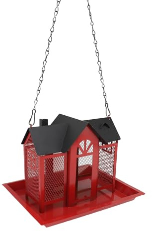 Sxhlseller Stazione di Mangimi per Uccelli, Casa per Rifornimento per Uccelli Sospeso Multi Funzionale Facile da Ricaricare per il Giardino del Patio (rosso)