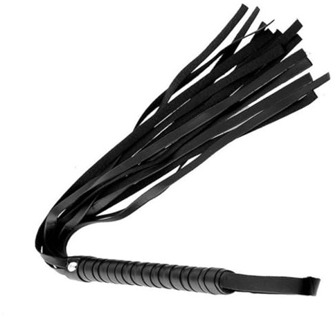 WEIKANG 48cm Black Leather Riding Whip, Black Whip Prop, Riding Whip | Leather Handle for Equestrian Performances Horse Training Stage Acts and Cosplay