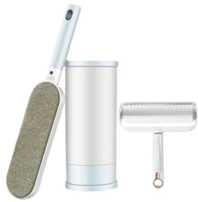 GreatRise Lot de 2 brosses à peluches réutilisables - Brosse à peluches double face - Brosse à vêtements - Épilateur portable pour enlever les poils d'animaux des meubles et vêtements - Bleu