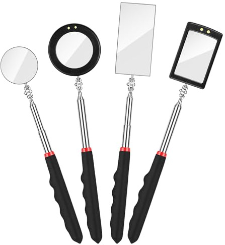 URAQT Endoscopio telescopico a 4 sezioni (con Luce LED), sonda ed endoscopio Rotondo/Quadrato, Maniglia telescopica Girevole a 360°