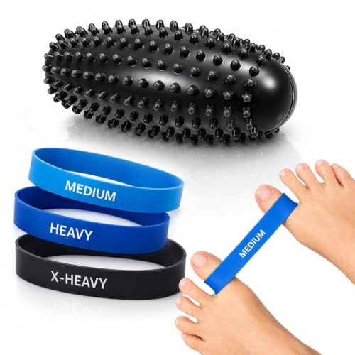 3 Piezas Bandas Elásticas de Látex para Pies, 1 Bolas de Masaje, Separador Dedos Pies Goma Elastica Ejercicio Protector Dedos Pie para Corregir el Hallux Valgus, Fácil Usar, Ejercicio en Casa