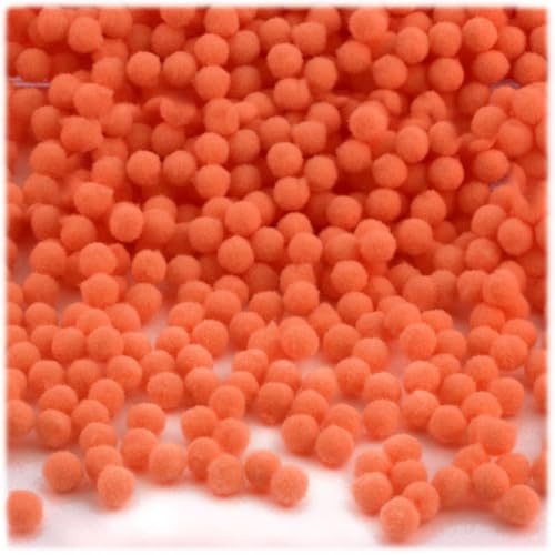 The Crafts Outlet 200-Piece Multi Purpose Pom Poms, Acrylic, 5mm/0.20-inch, Round, Orange
