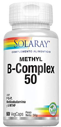 SOLARAY®. Methyl B complex 60VegCaps. Sin gluten. Apto parta veganos.