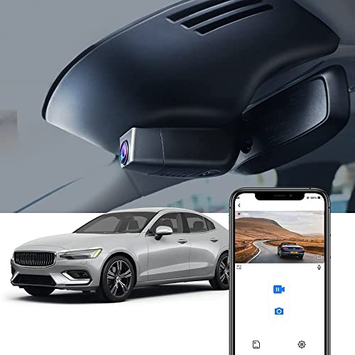 Fitcamx Dash Cam Lämplig för Volvo S60 V60 2022 2021 2020 2019 T5 T6 T8, OEM 4K Bilkamera 2160P UHD Video WiFi, Volvo Tillbehör, G Sensor, Night Visio,n Loop Recording, WDR Dash Cam, med 64GB kort