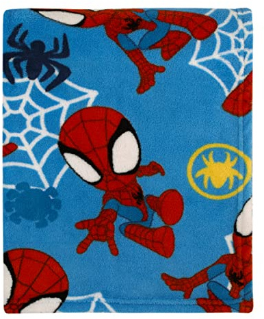 Marvel Spidey and His Amazing Friends Blue, Red and White Spidey Team Super Soft Toddler Blanket