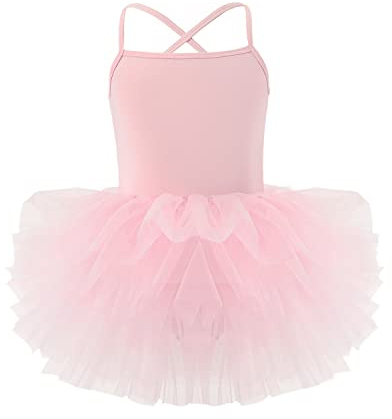 KARETT Ballet Tutu Skirt for Girls Toddler Ballet Leotards Criss Cross Strap Dance Outfits Ballerina Dress Pink