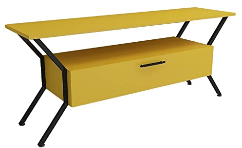 Meuble TV Orinoco Design 100 % Panneau de particules plaqué mélaminé en couleur Jaune Noir
