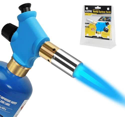 BLUEFIRE propane torch Handy Torch Head Push Button Trigger Start Nozzle Torch Fuel Propane MAPP MAP PRO Gas Cylinder blowtorch is suitable for welding Soldering Brazing Cooking Glass Beads DIY(torch)