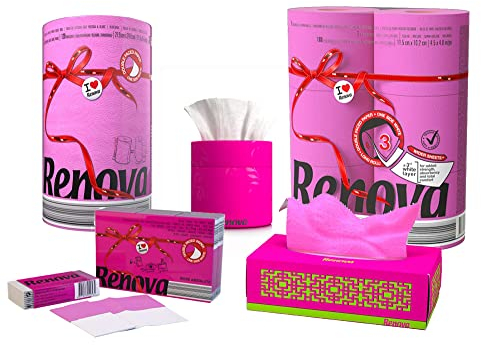 Luxuriöses Multipack - Pinkes Toilettenpapier, Küchenrolle & Taschentücher - 5er Set, Zupfbox, Weiche, Originelle Qualität