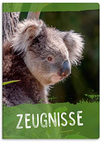 itenga Carpeta de certificados con diseño DIN A4, estable carpeta para documentos, 20 fundas estables, para niños, jóvenes, estudiantes, niñas, niños (motivo koala)
