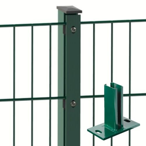 auf-mass24 Doppelstabmattenzaun 8/6/8 Schwer mit Fussplatten AL RAL6005 Moosgrün Abdeckleiste Länge und Höhe wählbar Doppel-Stab Matten Zaun Draht Gitterzaun Metallzaun (10, 0.83)