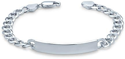 Bling Jewelry Bracelet D'Identification Personnalisé Avec Nom De Barre Plaqué Id 6 MM Diamant Coupe Miami Cuban Curb Link Chain Link 200 Gauge .925 Argent Sterling 7 Pouces Personnalisable