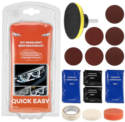 GEARLEADER Car Headlight Restoration Kit Polishing Paste Headlamp Repair Light Lenses Headlight Refurbish Tool Restore Polishing Pad Kit