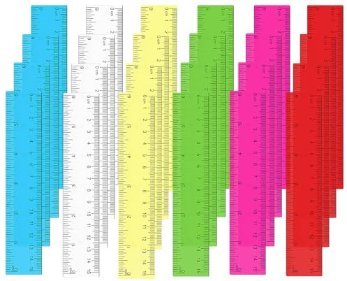 Mabor 24Pcs Clear Plastic Ruler Set - 15cm/6 Inch Straight Edge Transparent Small Rulers for Students, Kids, School, Classroom and Office Supplies