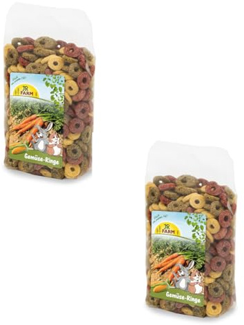 JR FARM Anneaux de Légumes | Pack Double | 2 x 200 g | Aliment complémentaire pour rongeurs et Lapins Nains | Peut Servir de Snack croustillant | Délicieuse Garniture de légumes