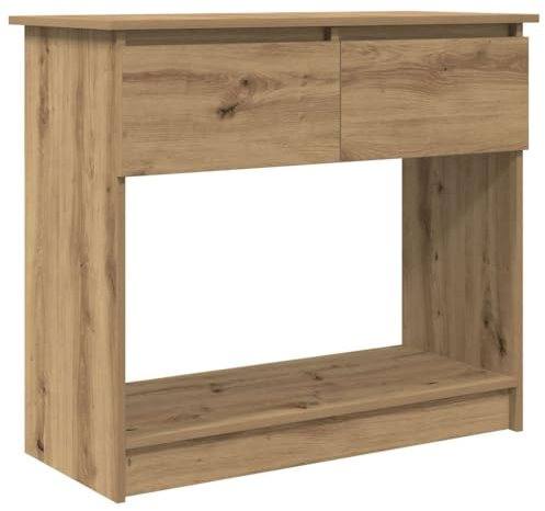 vidaXL console table with drawers - rectangular oak engineered wood living room/hallway organizer 85.5x38.5x74.5 cm