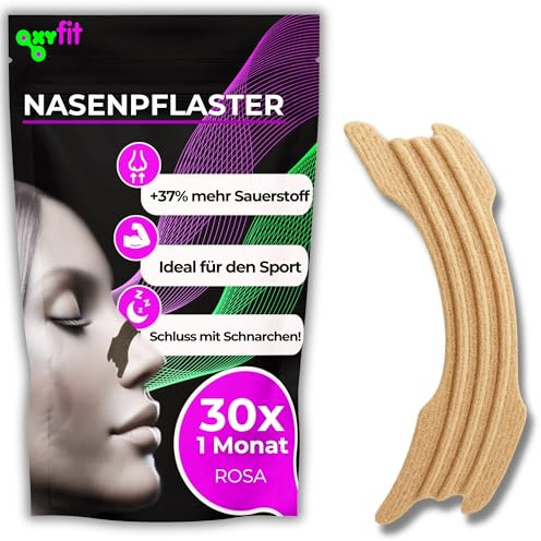 OXYFIT | 30 Cerotti Nasali Antirussamento (Nasal Strips) | per Smettere di Russare e Respirare Meglio | Dilatatore Nasale per Sport e Congestione (Rosa - 30)