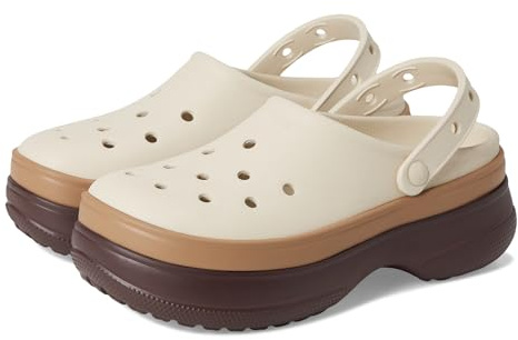 Crocs Zuecos clásicos de plataforma apilados unisex para adultos, Moca, 6 Women/4 Men