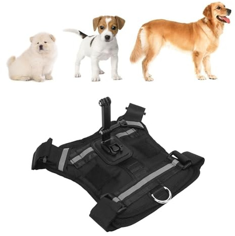Hundsele för Aktionskamera, Mjukt Vadderad, Justerbar Hundtag för Stora, Medelstora och små Hundar, Används för Bröst och Ryggfixation, Husdjurs Kamerafäste Vest.