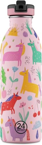 24BOTTLES KIDS - Children's Water Bottle with Straw for Elementary School and Kindergarten 500 ml, Children's Water Bottle 100% Airtight in Stainless Steel BPA Free Ultralight [Non-Thermal], Magic