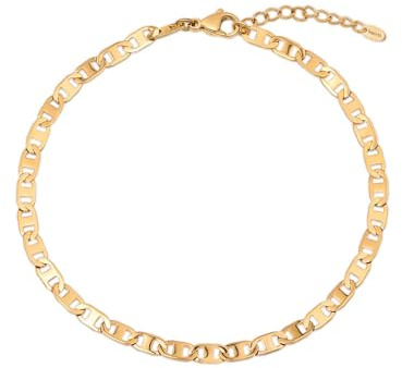 Amberta Silver Gold Waterproof Ankle Bracelets for Women | Boho Layered Anklets for Women | Summer Jewellery, Adjustable Ankle Chain Beaded Rope Heart: 4 mm Gold Marina