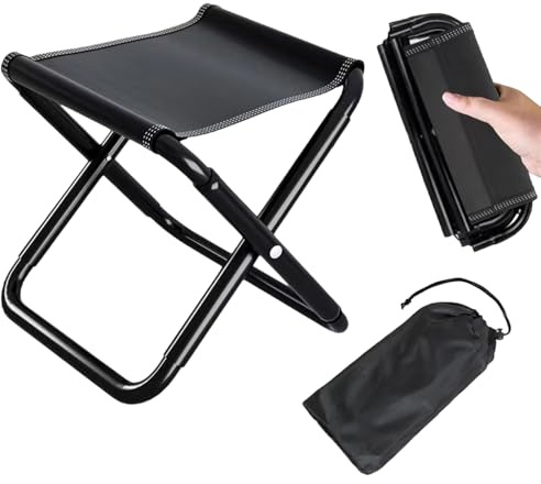 Leggero Alluminio Seggiolino,Sgabello da Caccia Pieghevole,Sgabello Pieghevole Portatile,Mini Sedia Pieghevole da Campeggio,Resistente 100kg,Per la pesca picnic escursioni caccia campeggio,Nero