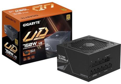 GIGABYTE UD750GM PG5 V2 Fuente de Alimentación – PCIe Gen 5.1, 80 Plus Gold, Diseño Completamente Modular, Ventilador de 120 mm, Compatible con ATX 3.1, Enchufe EU