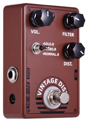 Aumotop Dolamo D-11 Vintage Distortion Gitarr Pedal Filterkontroller för Elgitarrister Kaffelegeringsmaterial, Turbo, Normalinställningar