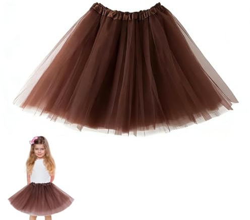 OIXYEY 1 Pezzi Gonna In Tulle, Gonna Tulle Donna, Gonna Tutu A Tre Strati Per Adulti Con Fodera Gonna Anni '80 Per Carnevale Celebrazione Di Halloween Rock Party Festival(Marrone B)
