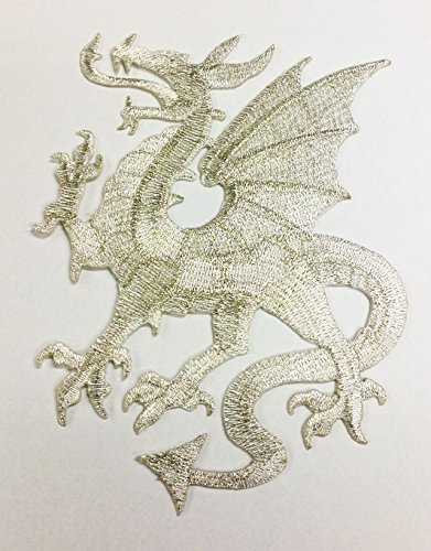 1 Applikation Wappen Drachen 14 x 11,5cm Farbe: Lurex-Silber vor226-2 li