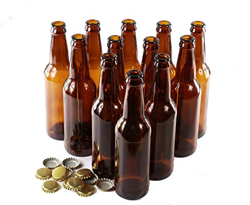 GOLDBEARUK Braune Glasflaschen mit Deckel zum Selbstbrauen, 12 Stück, 330 ml