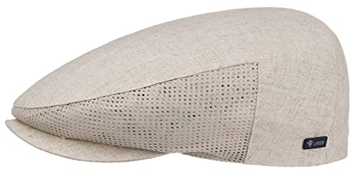 Lipodo Leinen Flatcap Beige Herren Made in Italy Frühjahr Sommer Schiebermütze mit Mesh-Einsätzen Netzfutter beige 62 cm