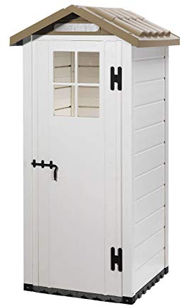 GARDIUN KSP38200 - Caseta de Resina Tuscany Evo 80 1 m² 97x97x203 cm Blanco/Beige