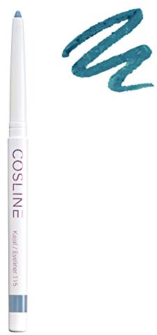 COSLINE Kajal und Eyeliner 115 Ocean, Blau, Wasserfester Kajal, Verschmiert nicht, Blaugrauer Lidstrich, Weiches Auftragen, Starke Pigmentierung, Vegan, Made in Germany