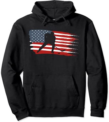 Hockey USA Flagge Amerikanische Flagge Patriotische Eishockey Pullover Hoodie