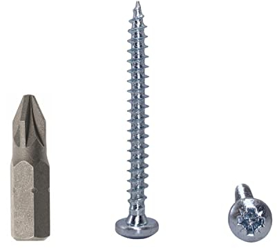 Paquete de 50 tornillos de madera DIN 7981 de acero chapado en zinc 4,0 x 40 mm, tornillos para aglomerado con cabeza de cacerola, tornillo universal Pozi-Drive (50, 4 x 40 mm)