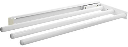 OBF 03 0358 10 weiß beschichtet Grimme Pluto Geschirrtuchhalter (Handtuchhalter) ausziehbar 3-armig für die Küche, ET 444mm Aluminium, Länge 444 mm