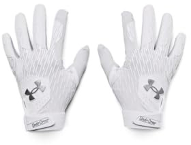 Under Armour Guantes de béisbol Clean Up para hombre, (100) blanco/plateado metálico/plateado metálico, Medium