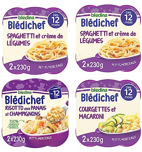 Blédina - Blédichef - 8 petits plats pour bébé - Repas soir - Dès 12 Mois - 3 recettes - Pack de 8