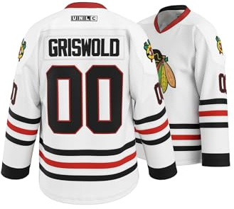UNLC Griswold #00 Movie Hockey Jersey – Stitched Letters and Numbers S-5XL Authentic Fabs Apparel, 00#White, XL