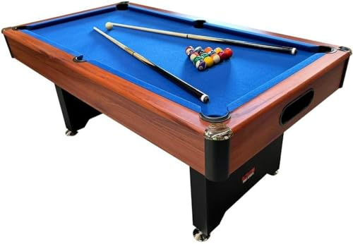 BCE 6ft Pool Table with Integrated Ball Return - Easy to Assemble Bolt on Leg System - With 2 Pool Balls, Triangle, Chalk & Brush