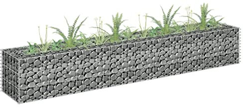 Makastle Parterre surélevé en Gabion, jardinière en Cage à Pierre, Lit Surélevé à Gabion, Parterre de Fleurs Jardin Terrasse Extérieur Jardinière, Panier à Pierres, Acier galvanisé 180x30x30 cm