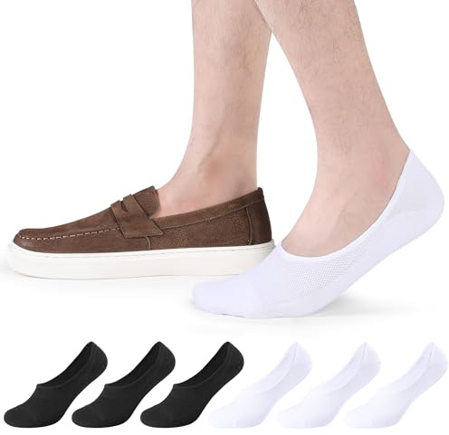 CLOSEMATE Mens Trainer Strumpor Ingen show osynliga strumpor för kvinnor Ladies Low Cut strumpor med halkfria silikonremsor 6 par