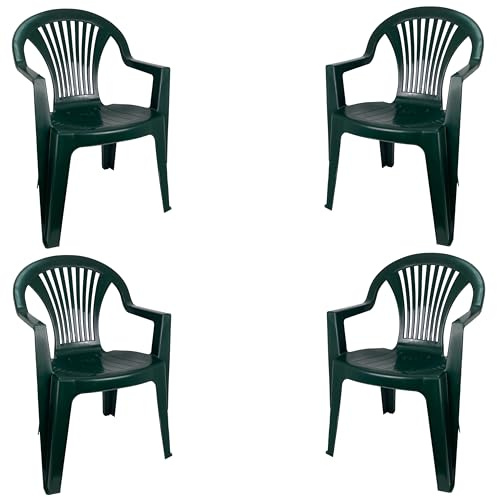 COSHANO Set de Sillas plasticas para Terraza, Jardín, Patio, Playa, Camping, apilables (4X Verde)