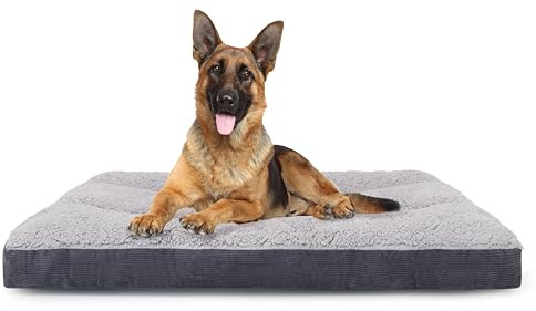Heymamba Dog Cushions Bed Large Dog Bed Washable, Calming Bed Waterproof Mattress Large, Dog Crate Mattress has 20000 Rubber Particles Anti Slip Bottom Provides Safety for Labrador, 90x60x10cm