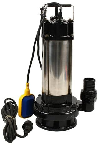 Pompa sommersa a 2 tempi, in acciaio inox, 1500 W, 36000 L/H, pompa per acqua sporca, pompa per feci con galleggiante, scarico delle acque reflue vive, uso industriale, giardino