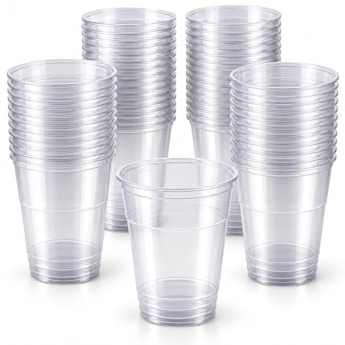 1ABOVE Clear Plastic Half Pint Cups, 330 ml, 50 Pack | Strong clear 330 ml cups for serving cold drinks at parties, BBQs, events, catering and everyday gatherings.