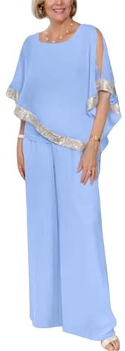Trajes de pantalones largos de manga murciélago con lentejuelas de retazos, vestidos elegantes para invitados de boda, conjuntos de gasa de 2 piezas