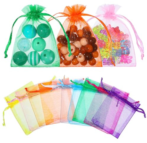 BOHUIZ 100 Stück Organzasäckchen, 7x9 cm Geschenkbeutel Organza Beutel Organzabeutel Bunt Schmuckbeutel Schmucksäckchen Lavendelsäckchen-Säckchen Für Hochzeit Oder Fest Party